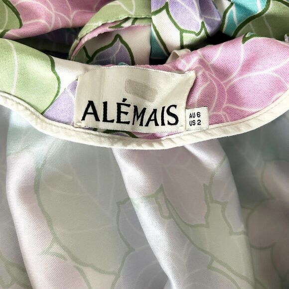 Alemais Luella Midi Dress in Floral Lilac Print Tie Back Fitted Bodice Size 2 - Picture 5 of 6